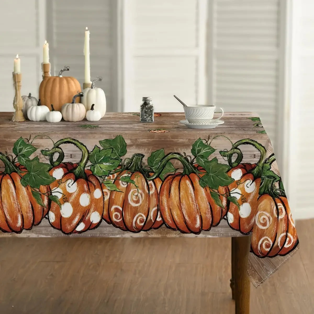 Thanksgiving Autumn Harvest Orange Pumpkin Rectangle Tablecloth