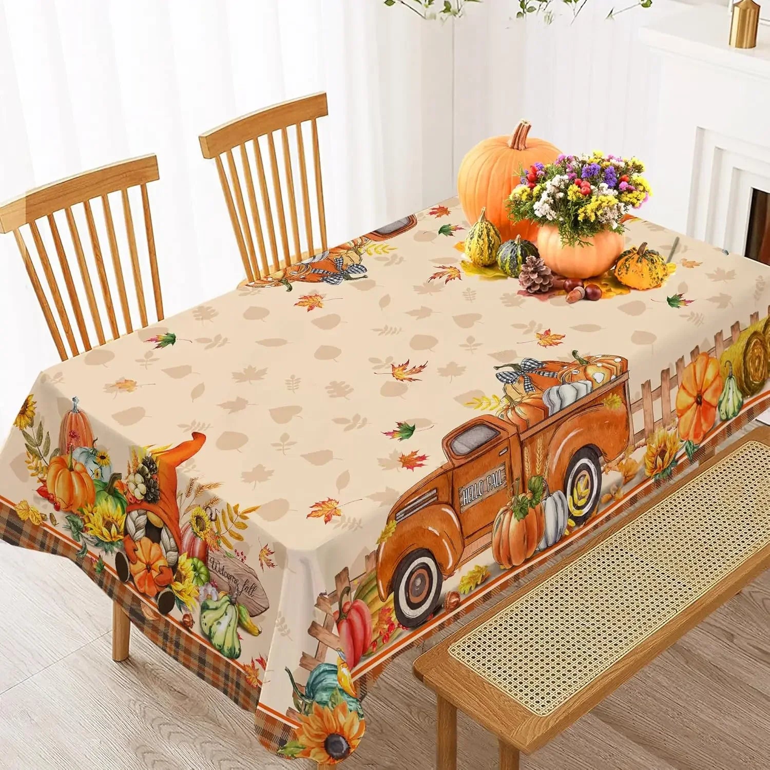 Thanksgiving Autumn Pumpkin Rectangle Tablecloth