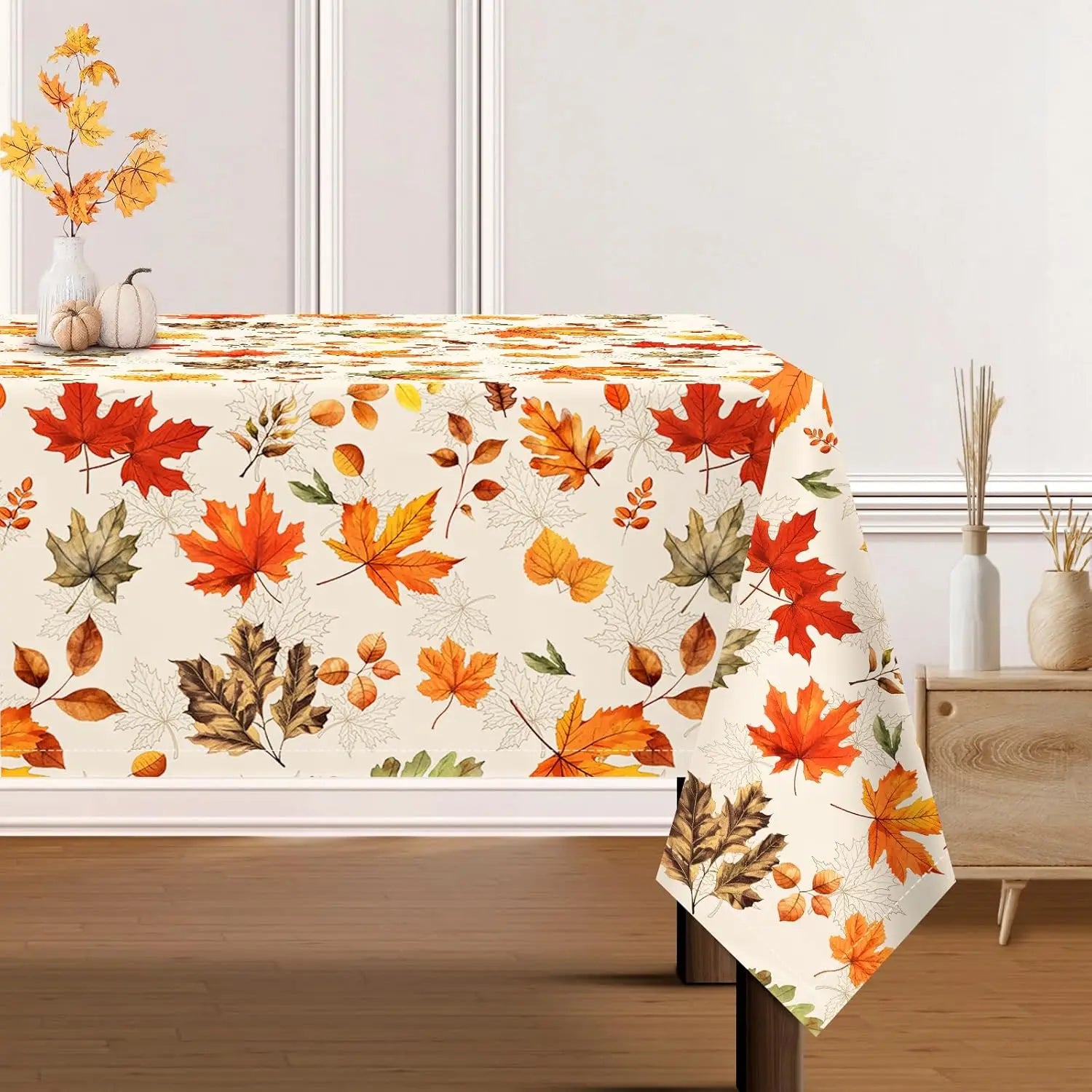 Fall Watercolor Maple Leaves Waterproof Tablecloth