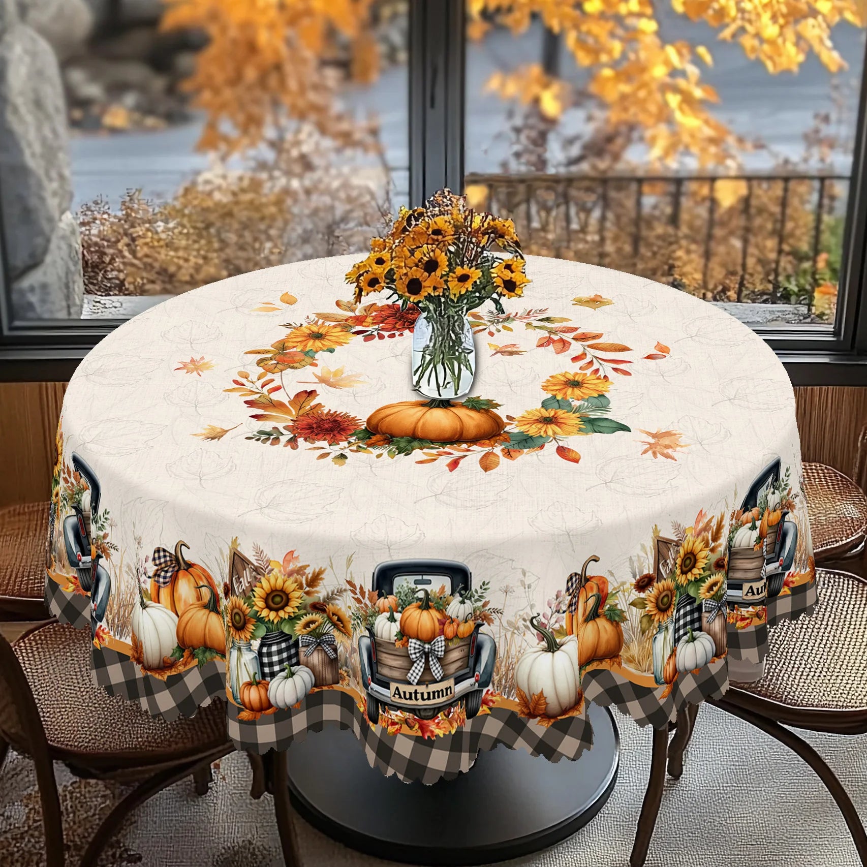 Thanksgiving Pumpkin Theme Tablecloth