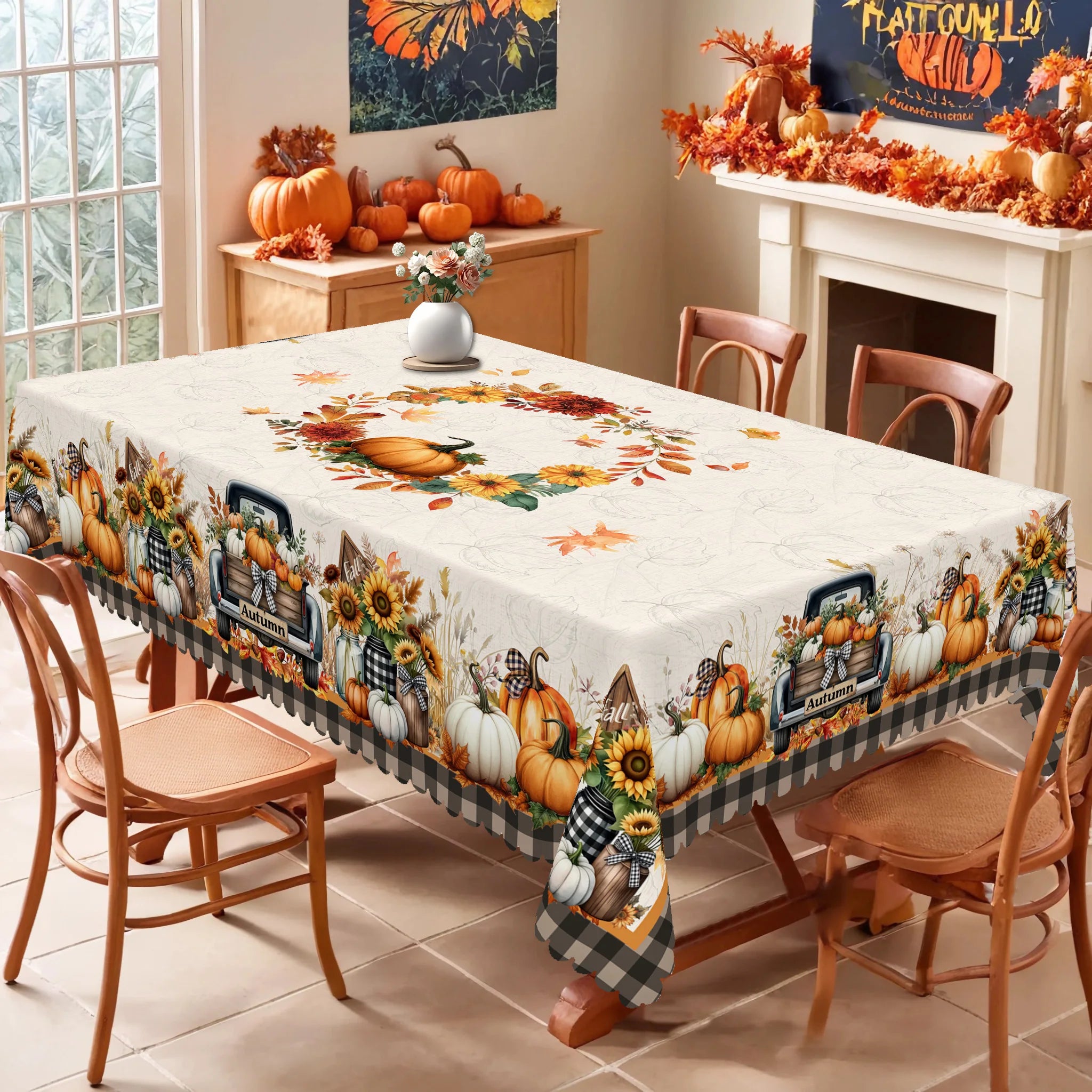 Thanksgiving Pumpkin Theme Tablecloth