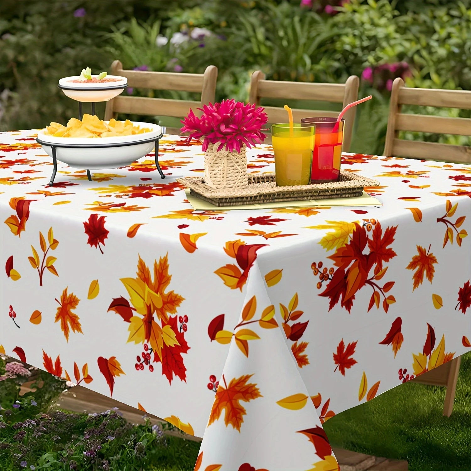 Fall Watercolor Maple Leaves Tablecloth