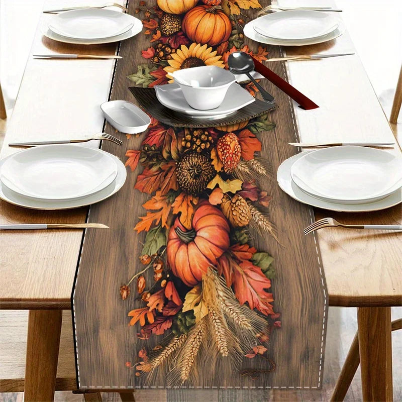 Fall Table Flag Pumpkin And Flower