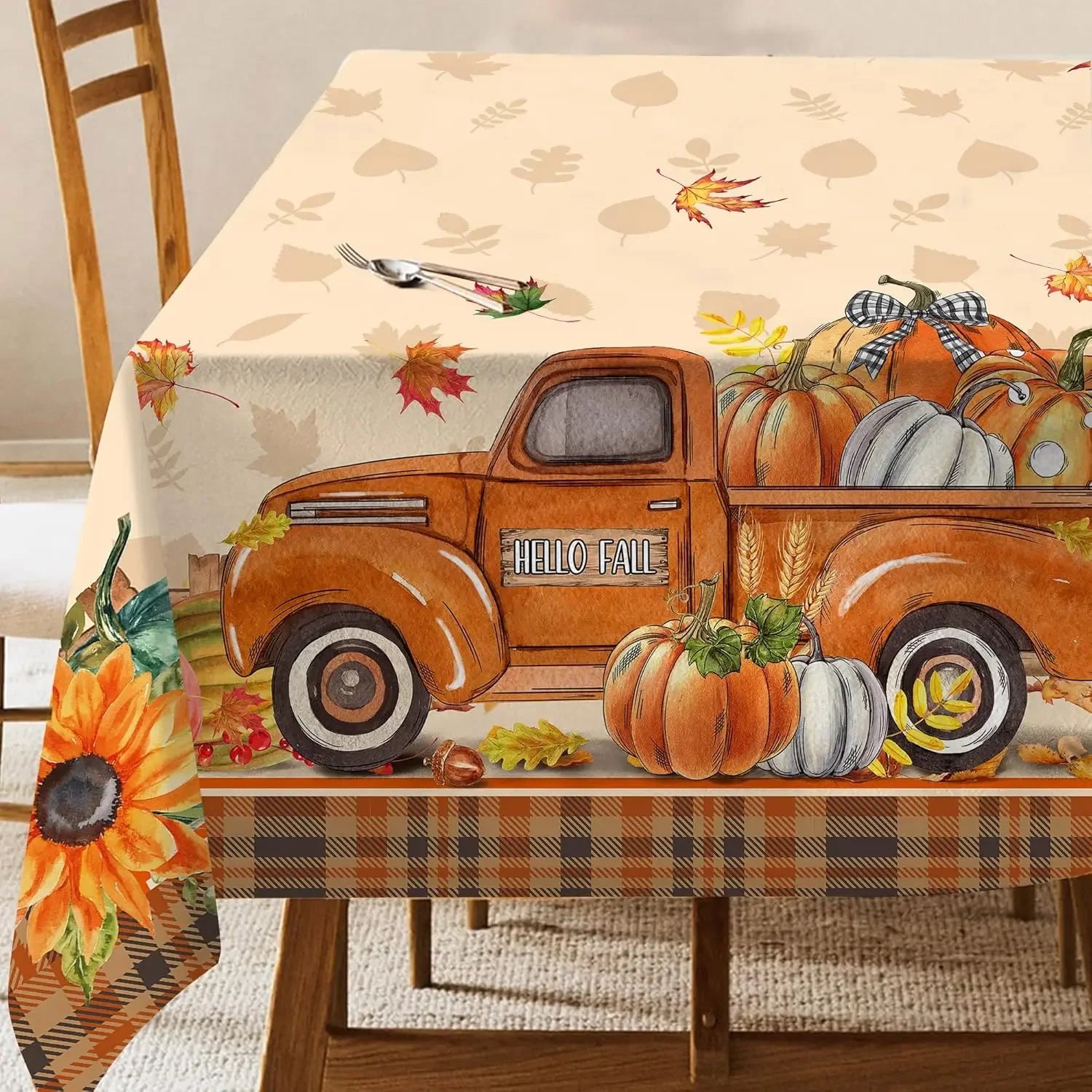 Thanksgiving Autumn Pumpkin Rectangle Tablecloth