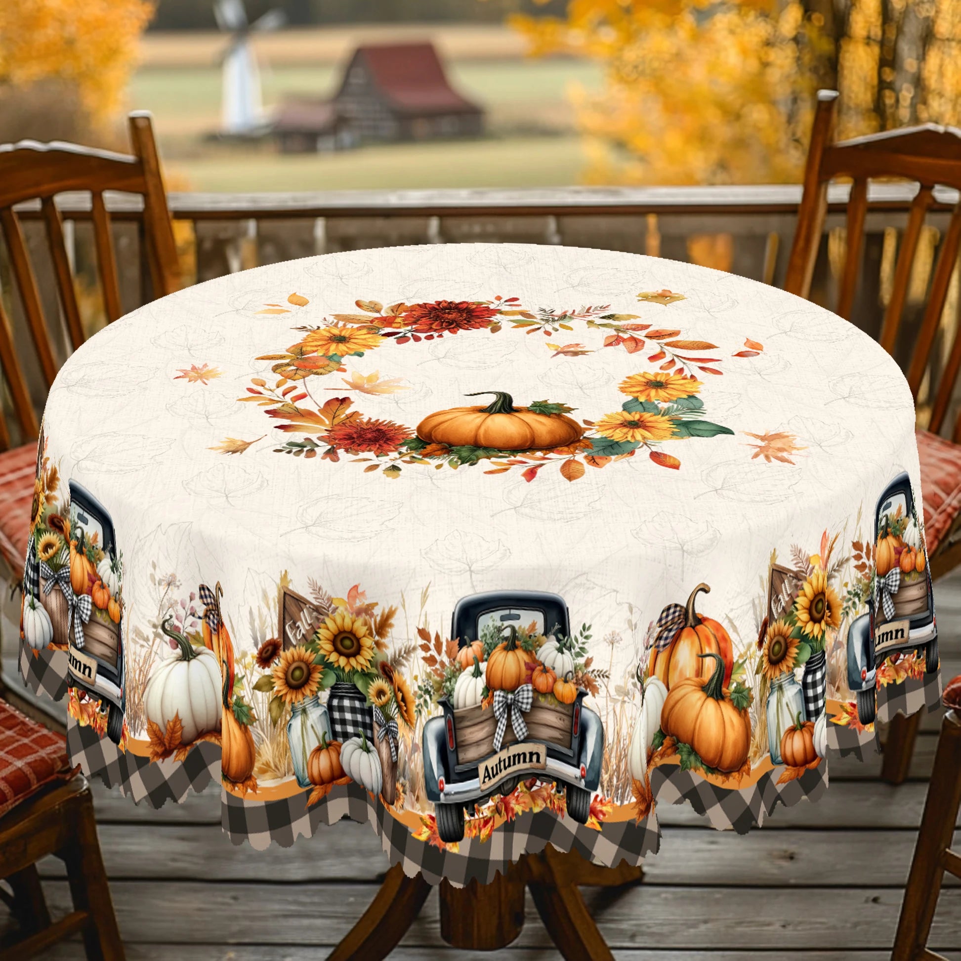 Thanksgiving Pumpkin Theme Tablecloth