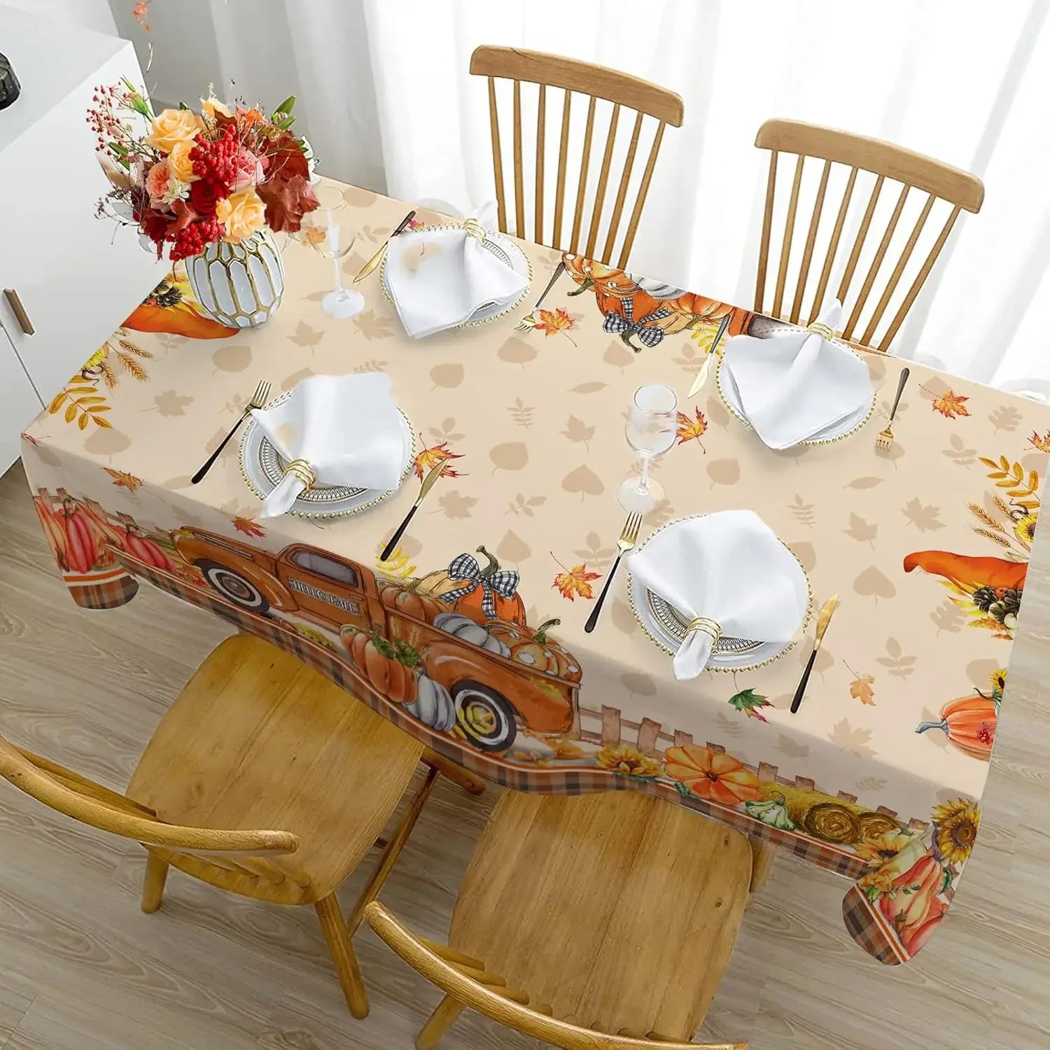 Thanksgiving Autumn Pumpkin Rectangle Tablecloth