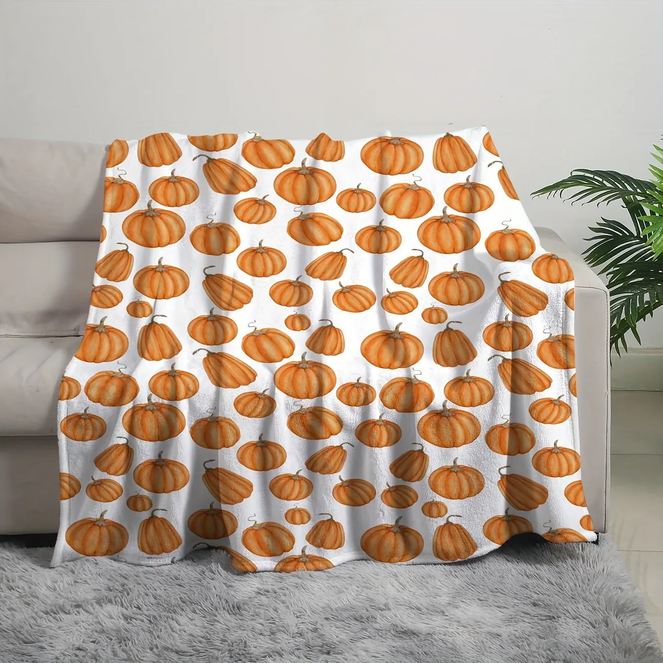 Throw Pumpkin Printed Flannel Blanket