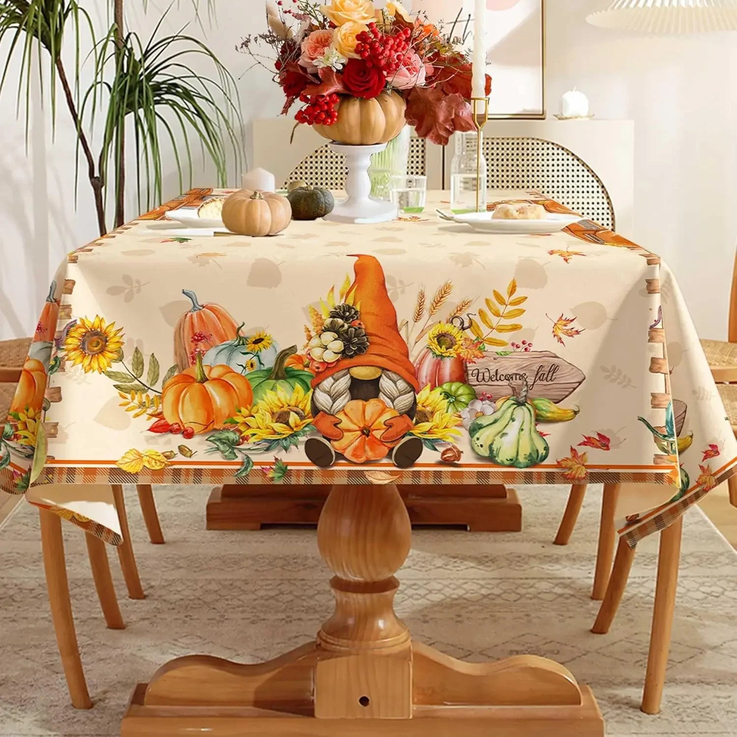 Thanksgiving Autumn Pumpkin Rectangle Tablecloth