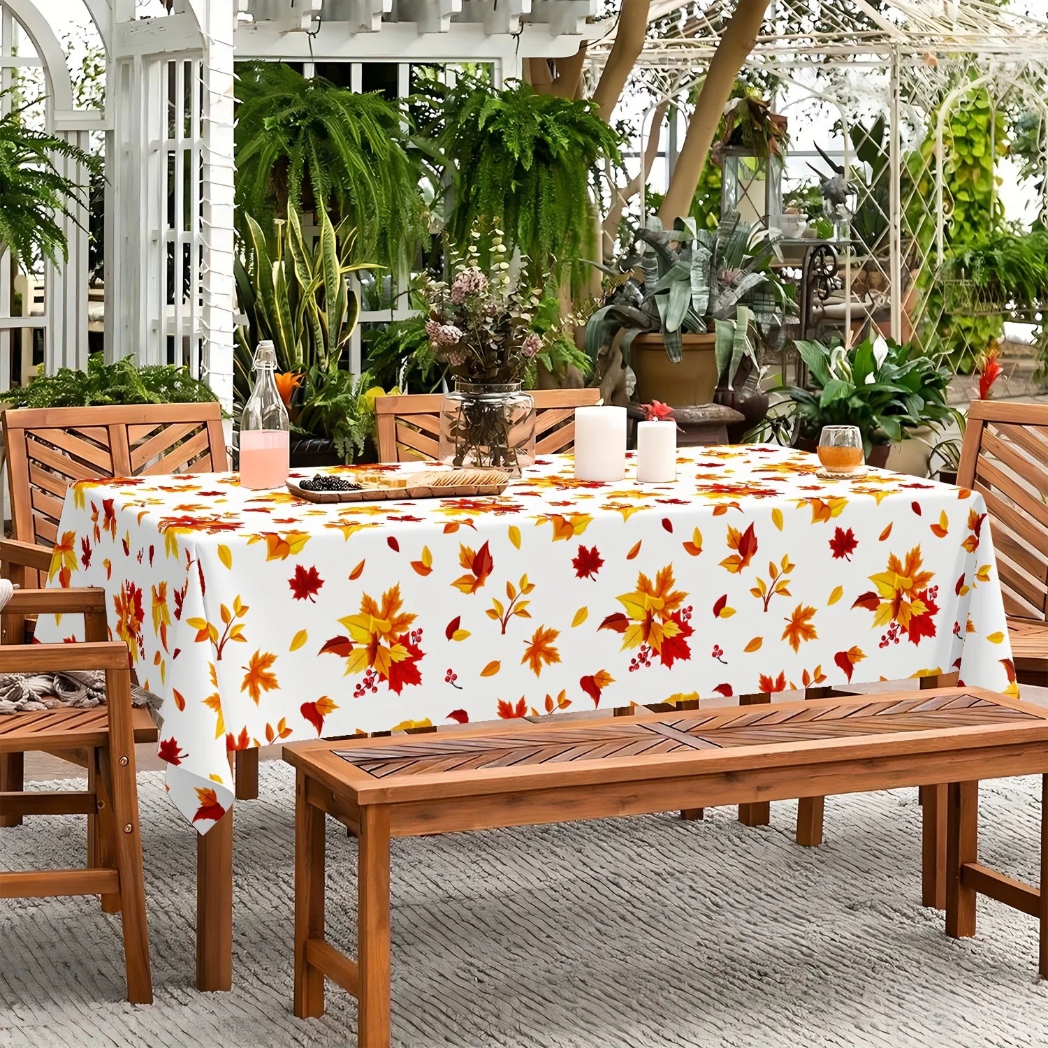 Fall Watercolor Maple Leaves Tablecloth