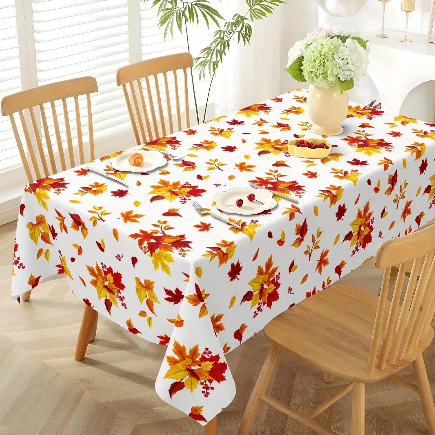 Fall Watercolor Maple Leaves Tablecloth