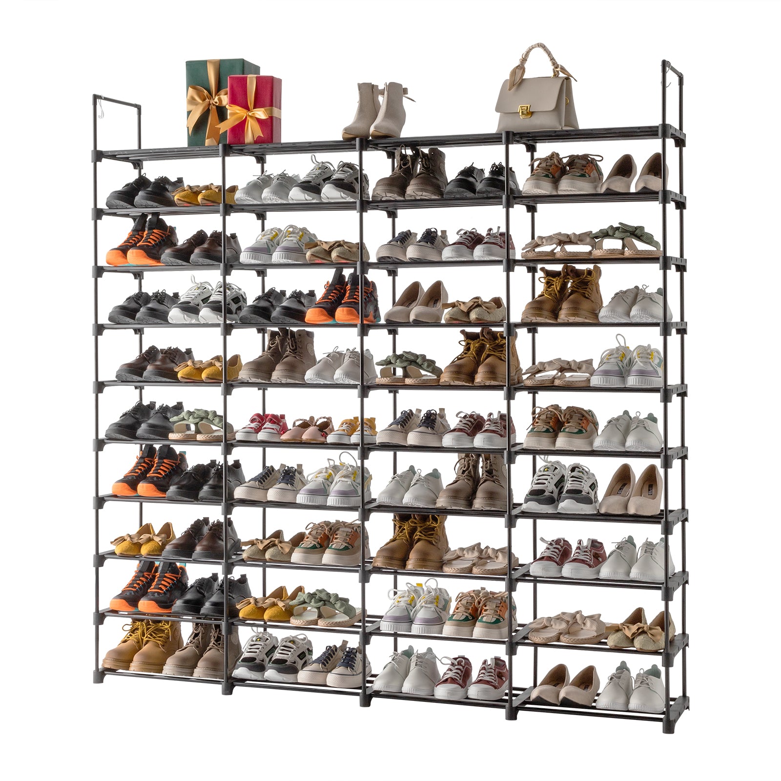 Velven Home 10-Tier Adjustable Shoe Rack — Heavy-Duty Metal & Resin Organizer for Closet, Entryway & Garage (Holds Up to 80 Pairs)