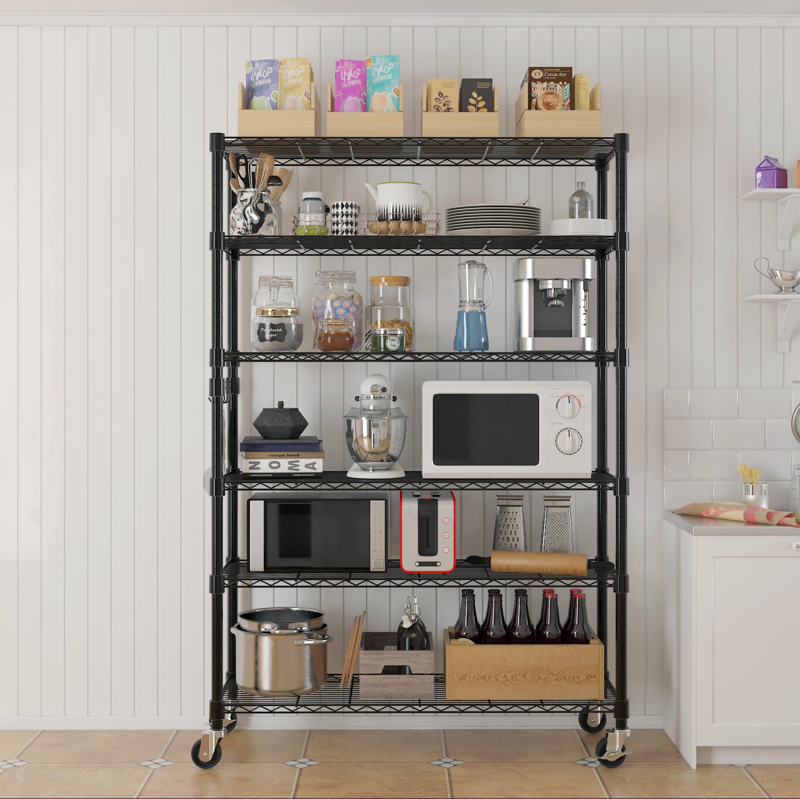 6-Tier Wire Shelving with Wheels