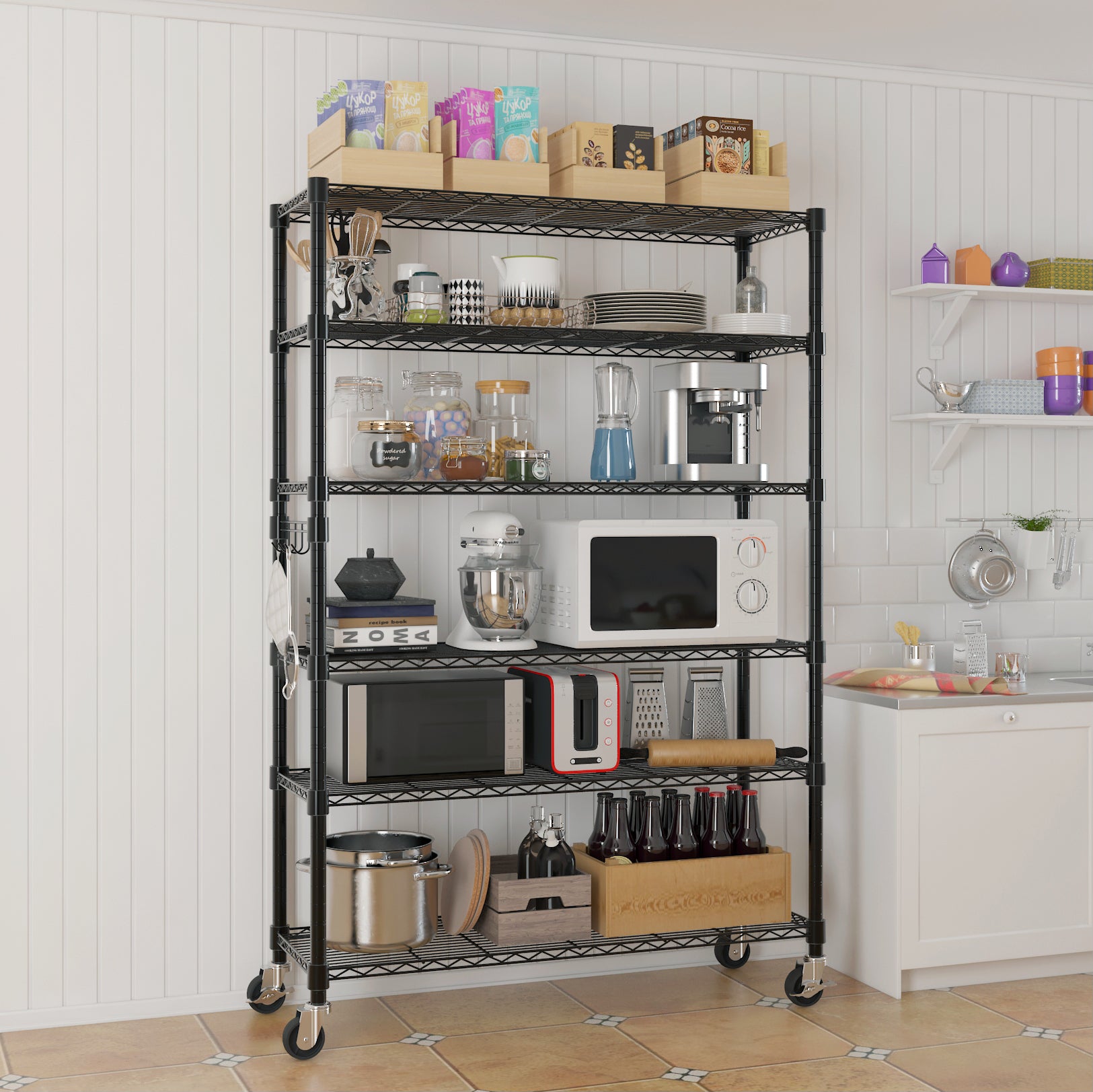 6-Tier Wire Shelving with Wheels