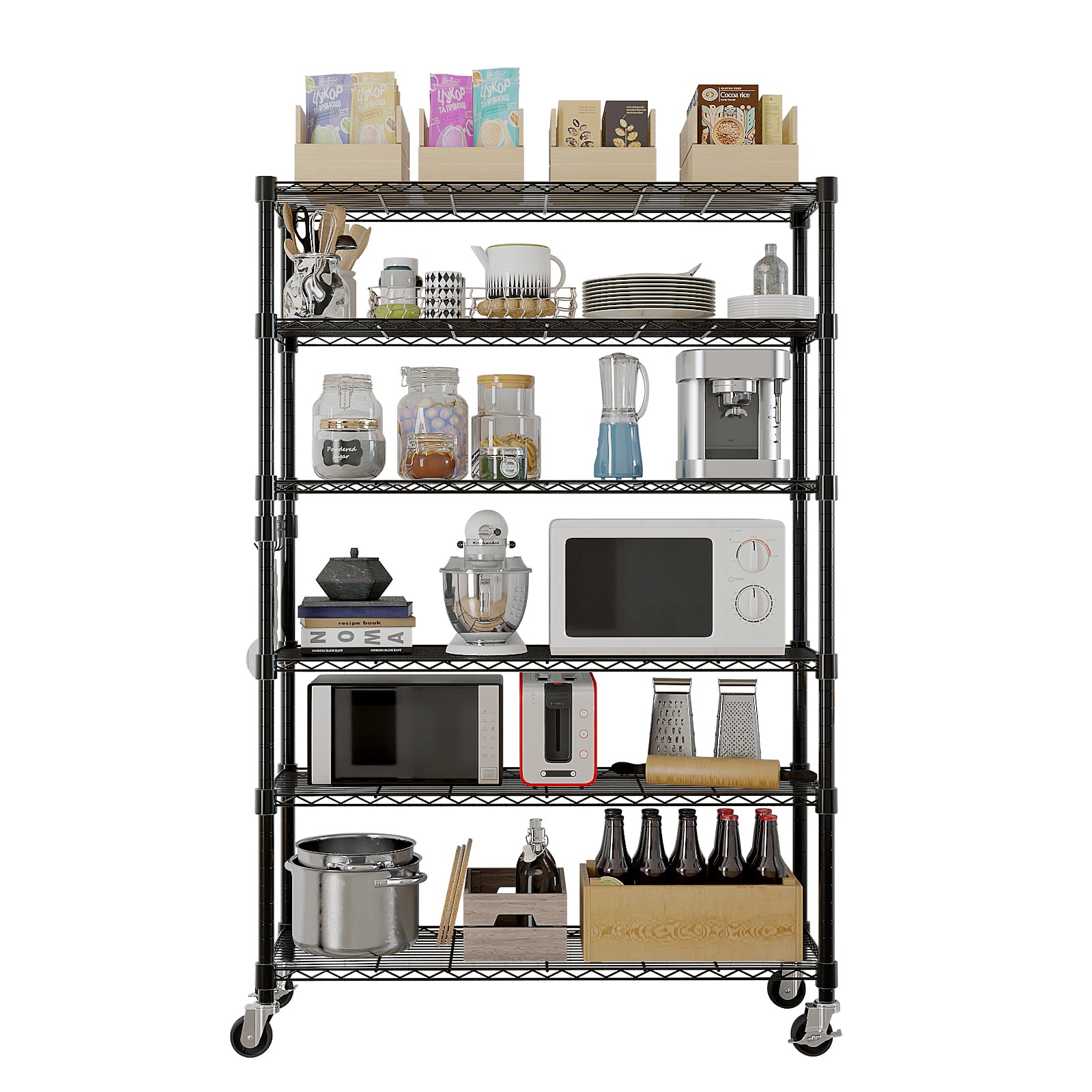 6-Tier Wire Shelving with Wheels