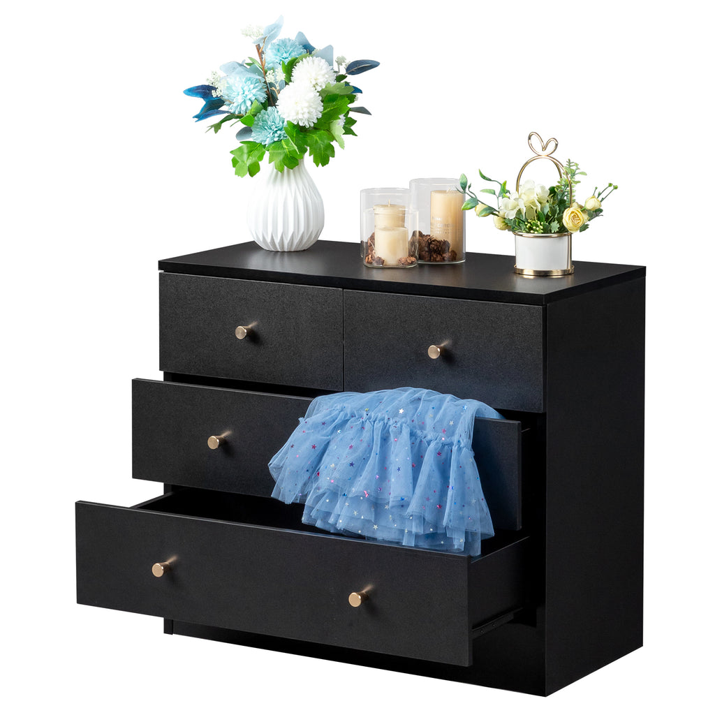 [] Modern Simple 4-Drawer Dresser Black