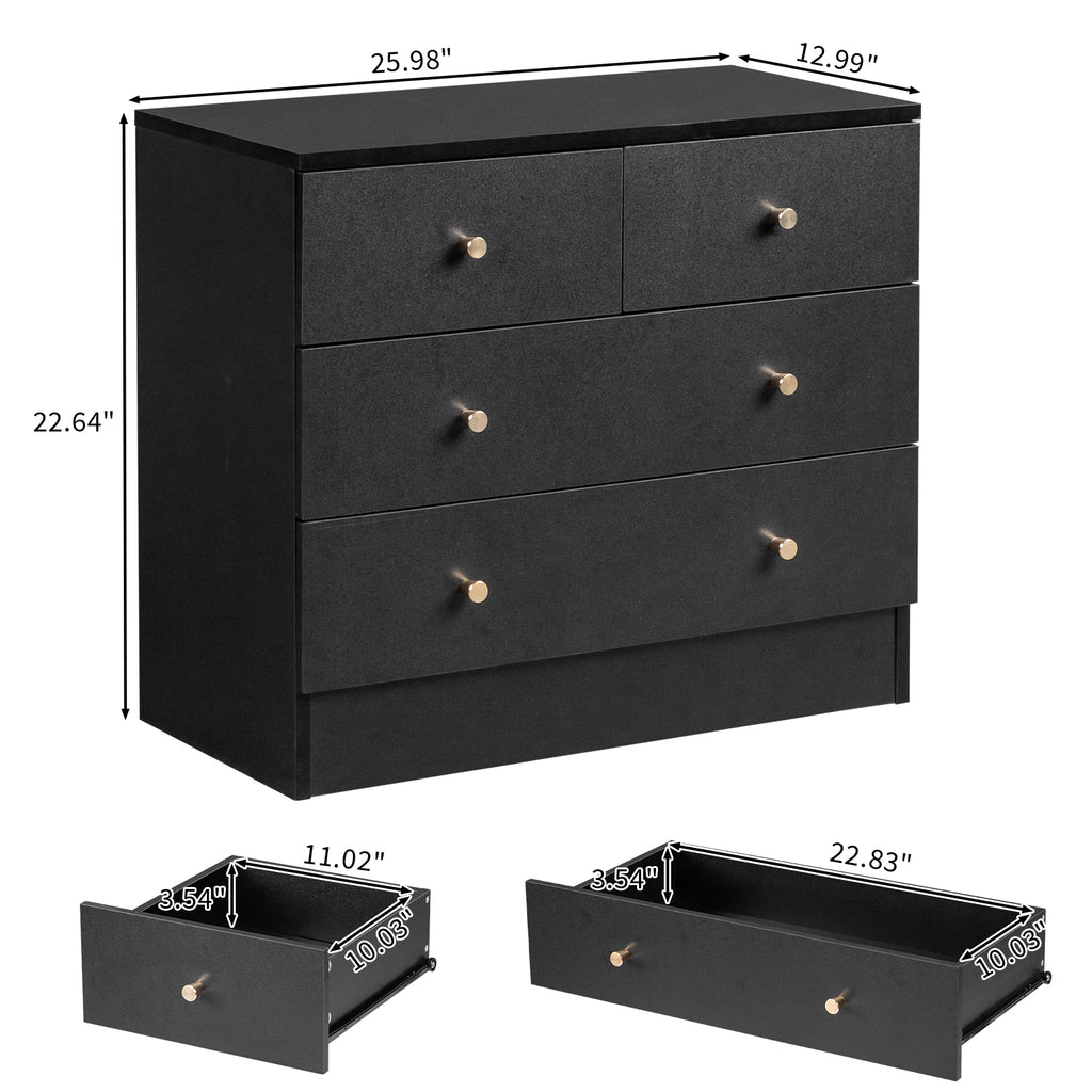 [] Modern Simple 4-Drawer Dresser Black