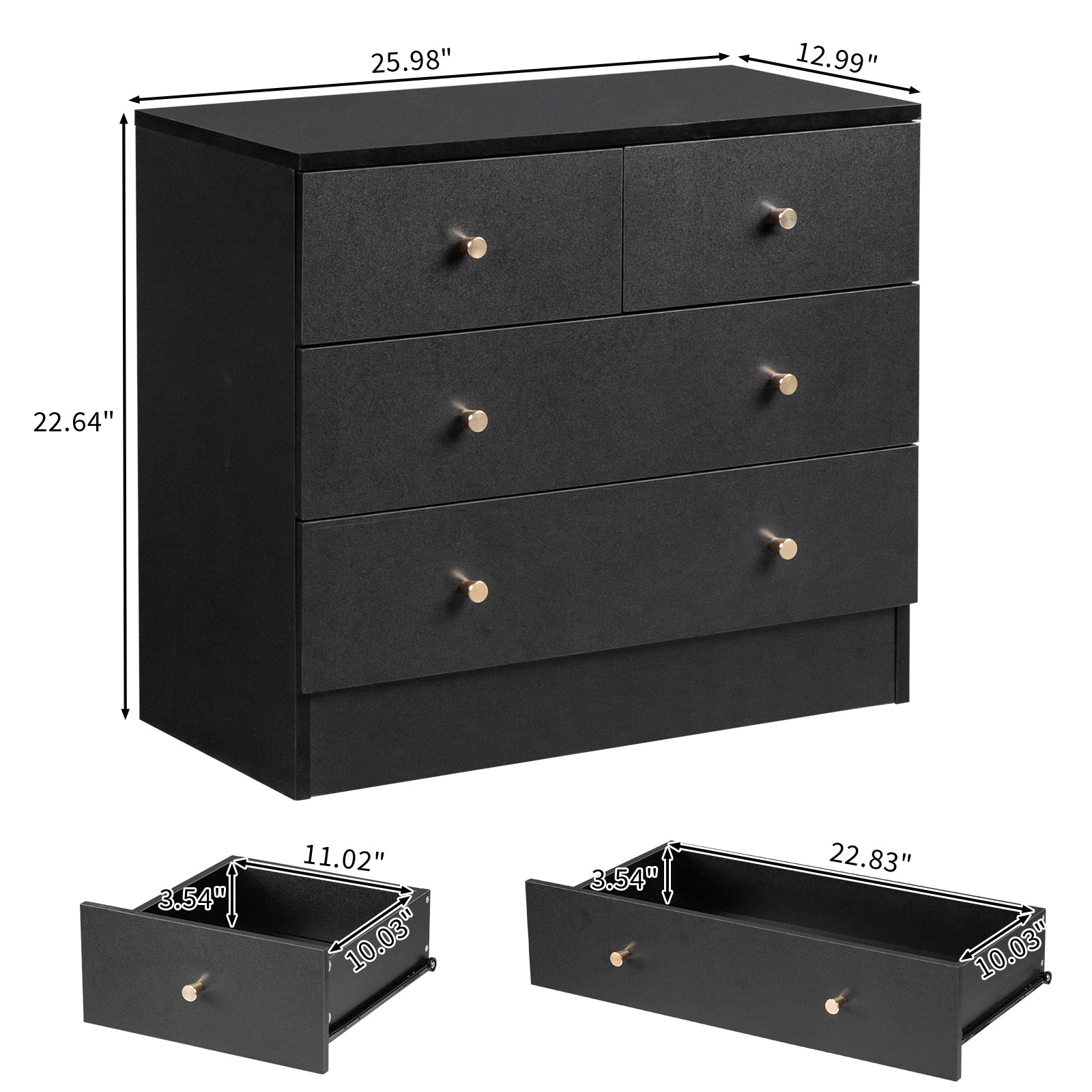[] Modern Simple 4-Drawer Dresser Black