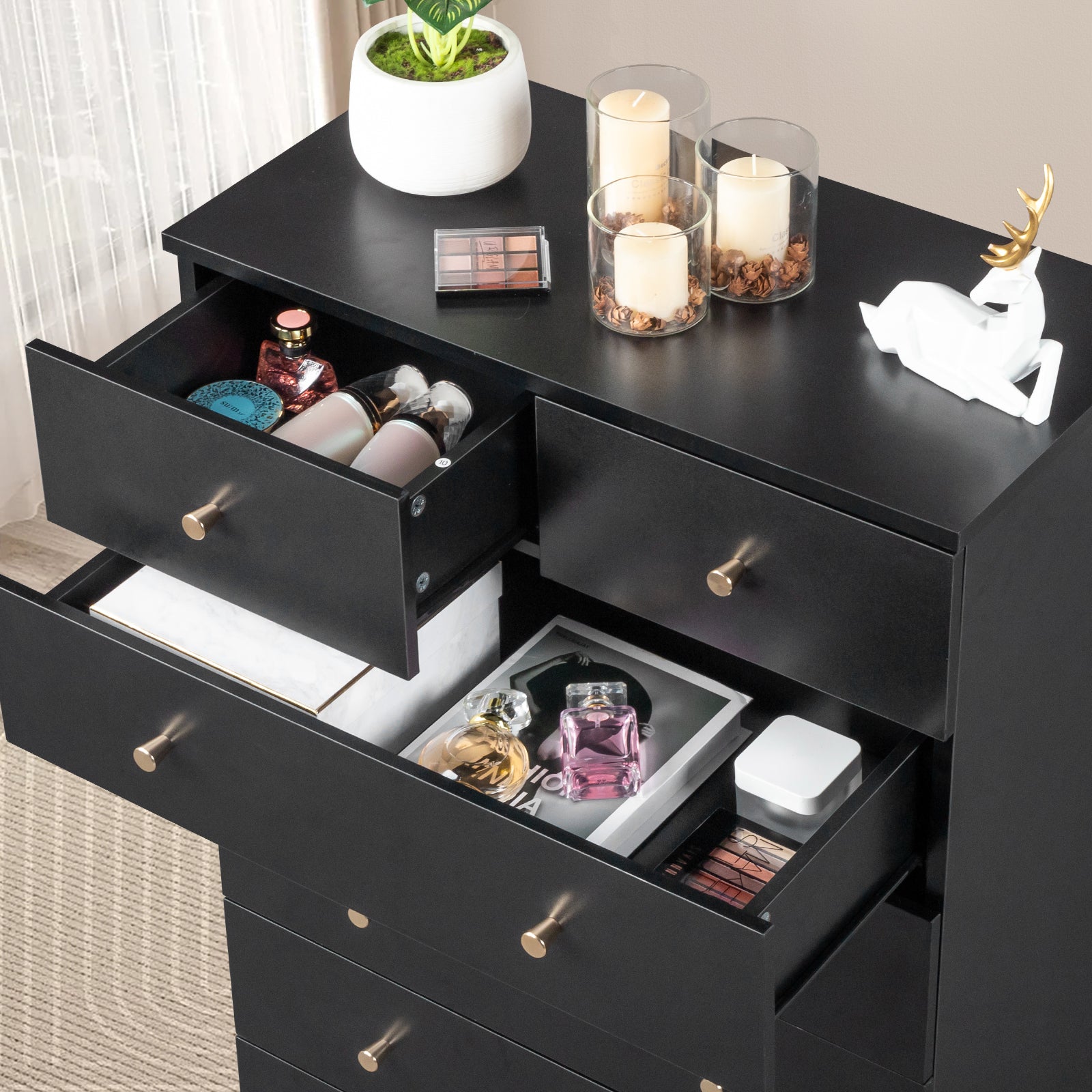 [] Modern Simple 4-Drawer Dresser Black