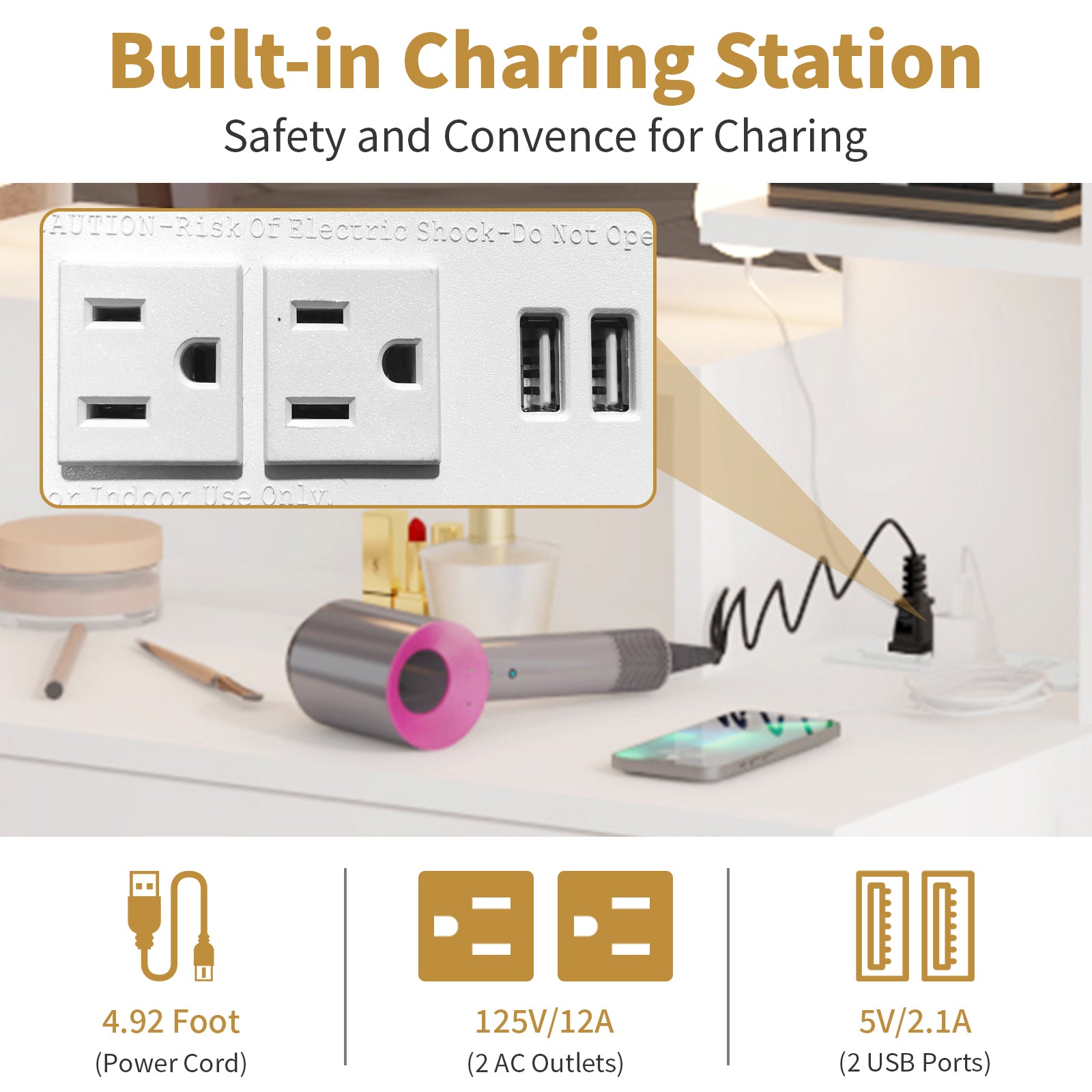 Large Makeup Vanity with Lights