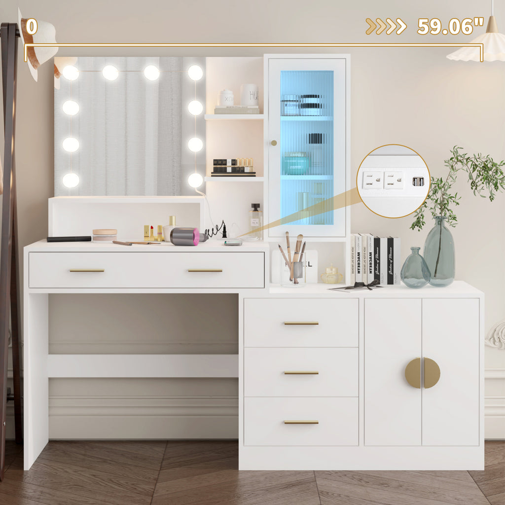 Large Makeup Vanity with Lights