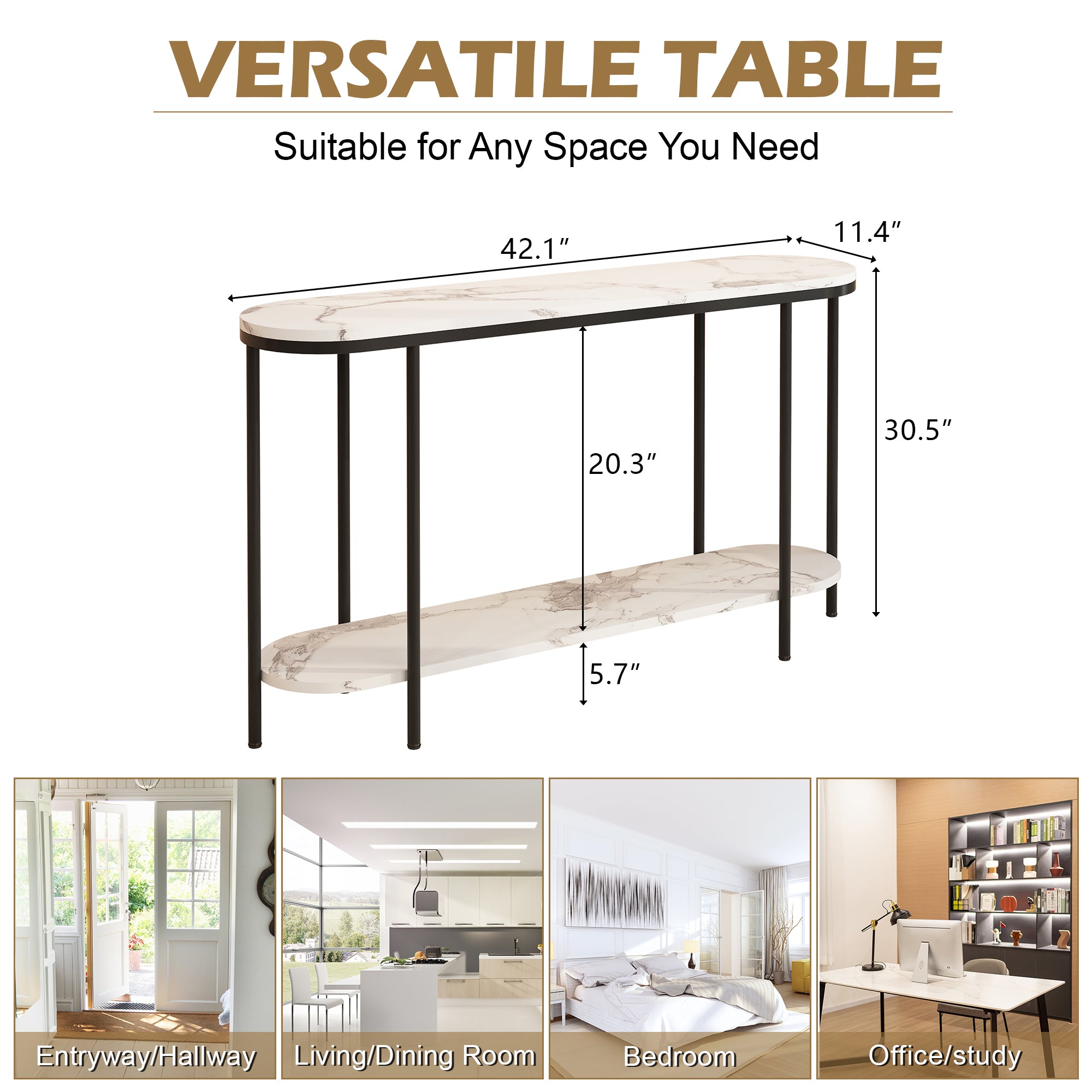 Entryway Table with Storage Shelves