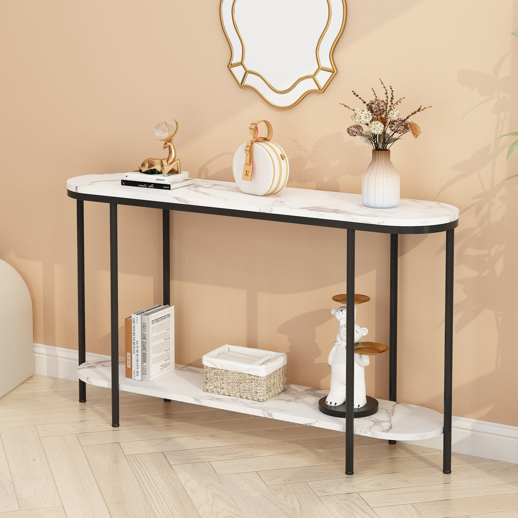 Entryway Table with Storage Shelves