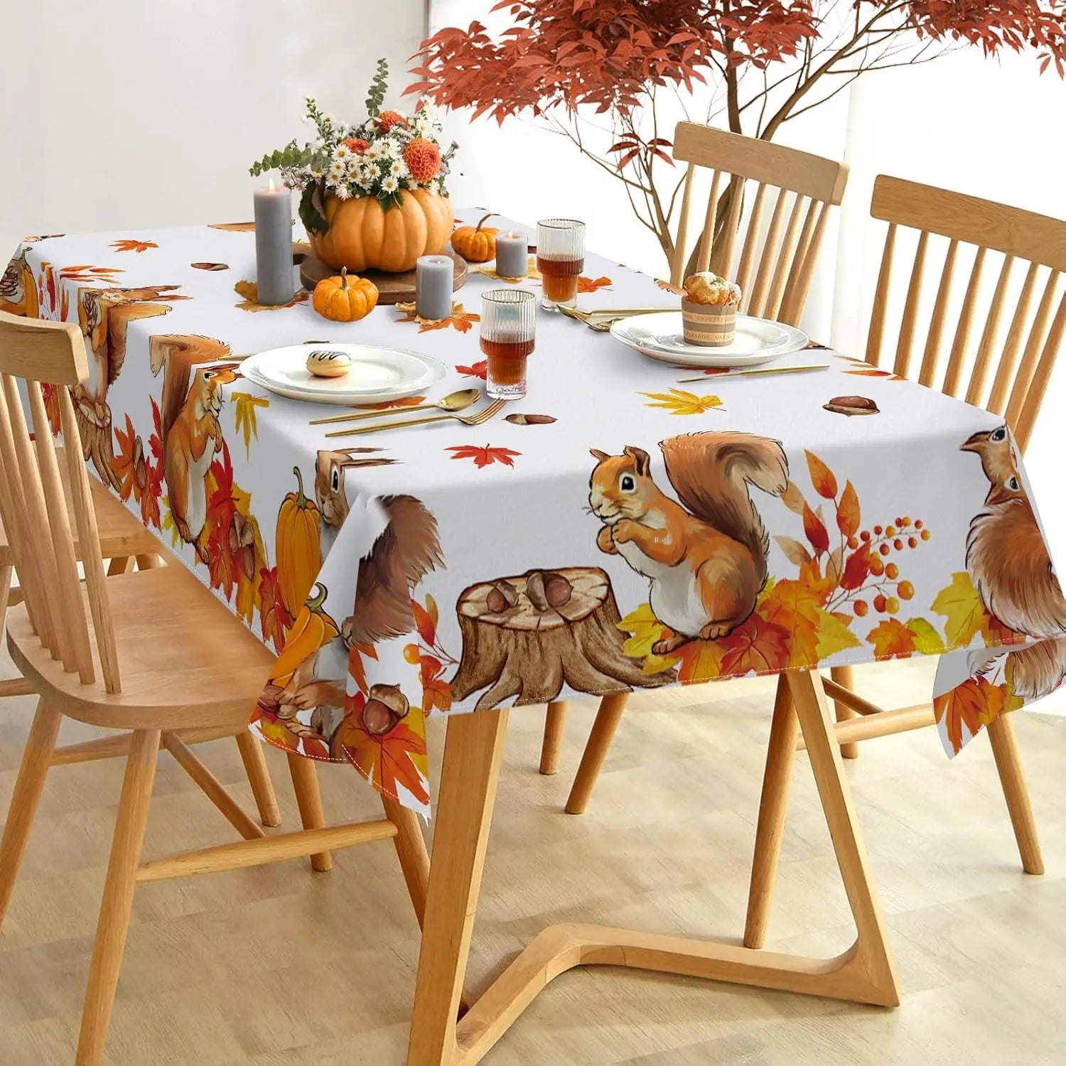 Fall Squirrel Rectangle Tablecloth Party Decor