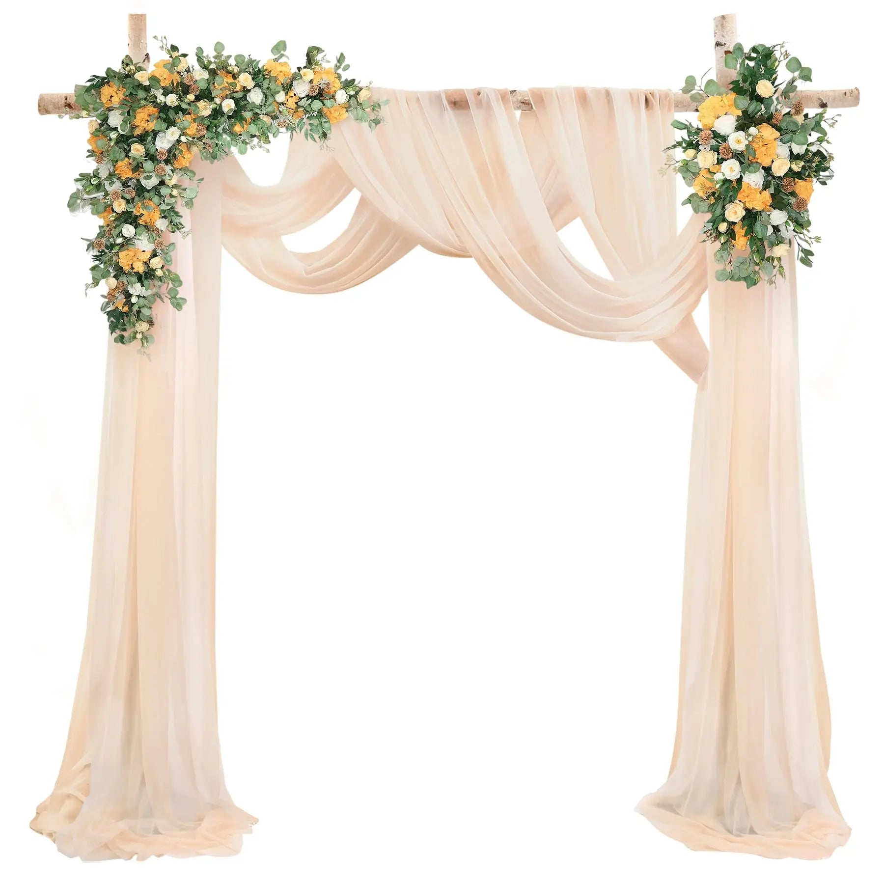 Chiffon Champagne Beige Wedding Arch Draping