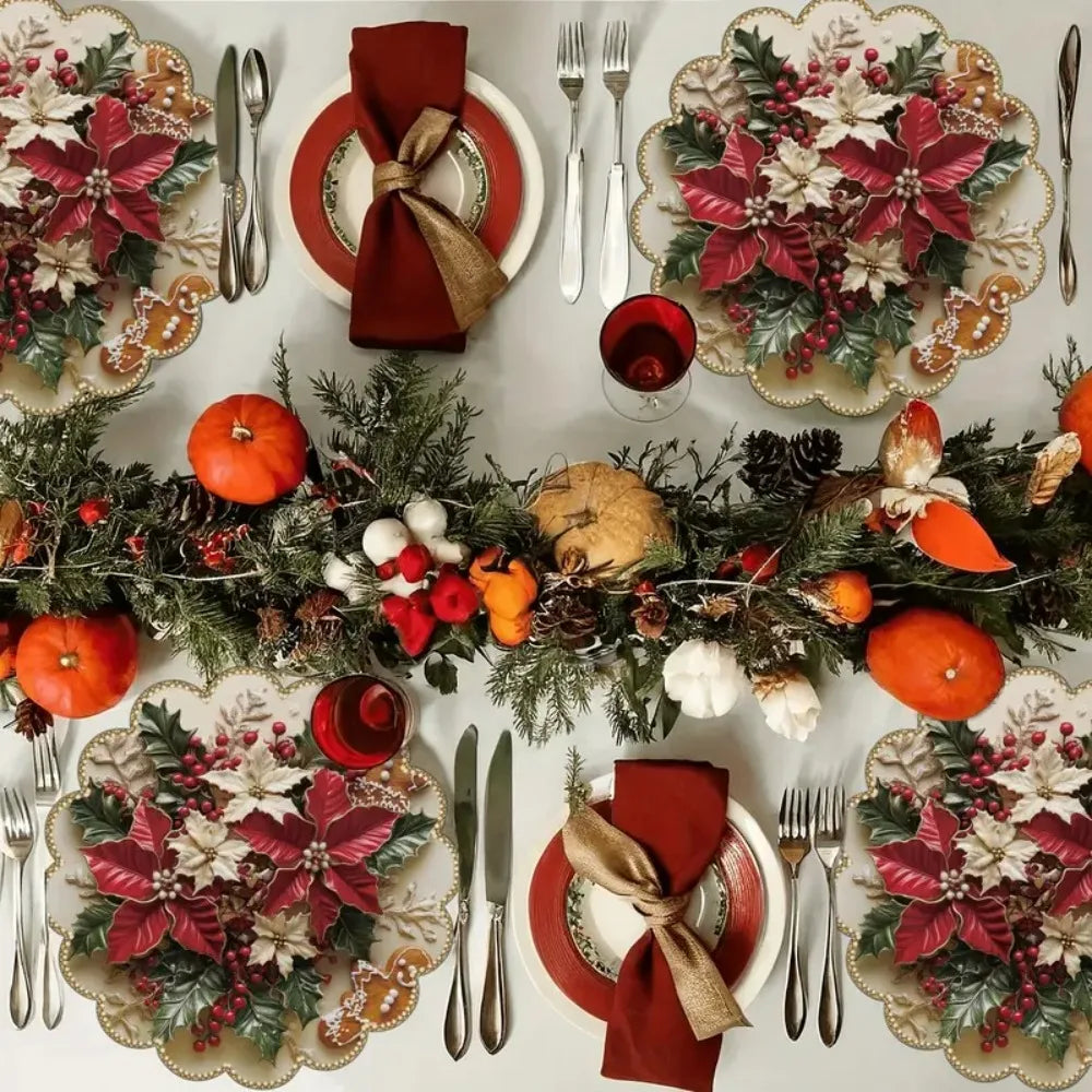 4 Piece Christmas Circular Waves Placemats