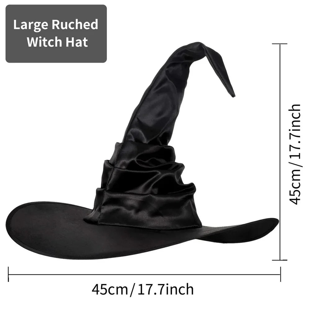 Halloween Witch Hat Folded Black Cosplay Headwear For Women