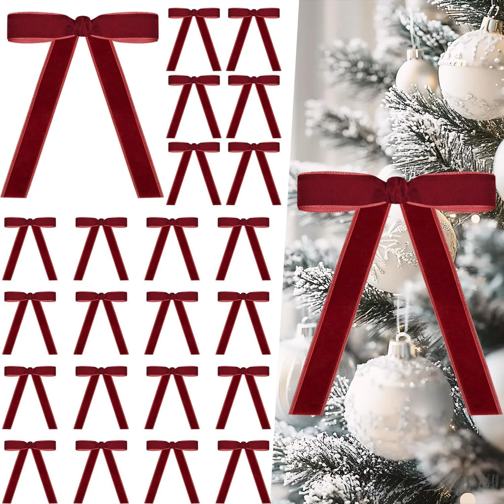 12 Piece Christmas Velvet Bows