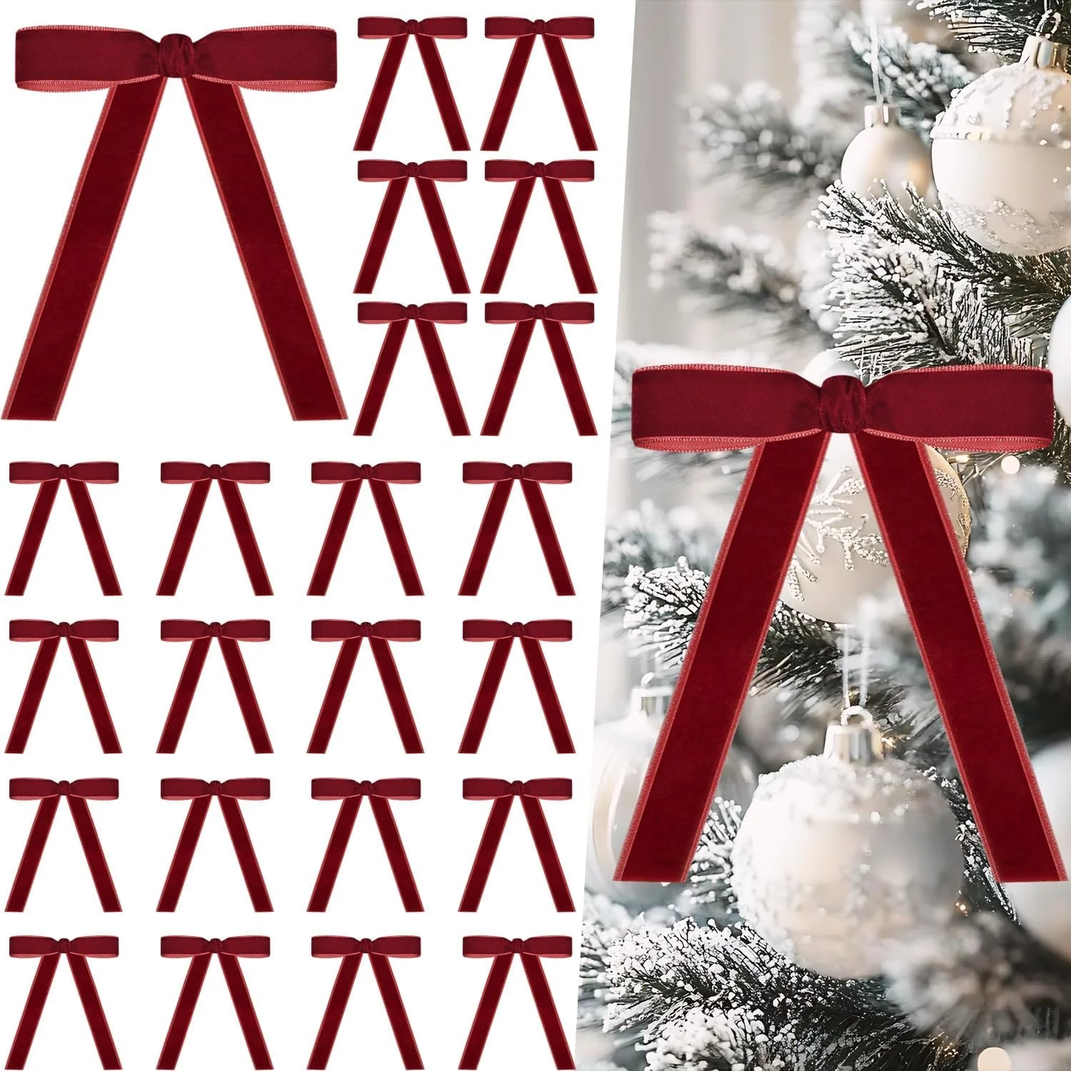 12 Piece Christmas Velvet Bows