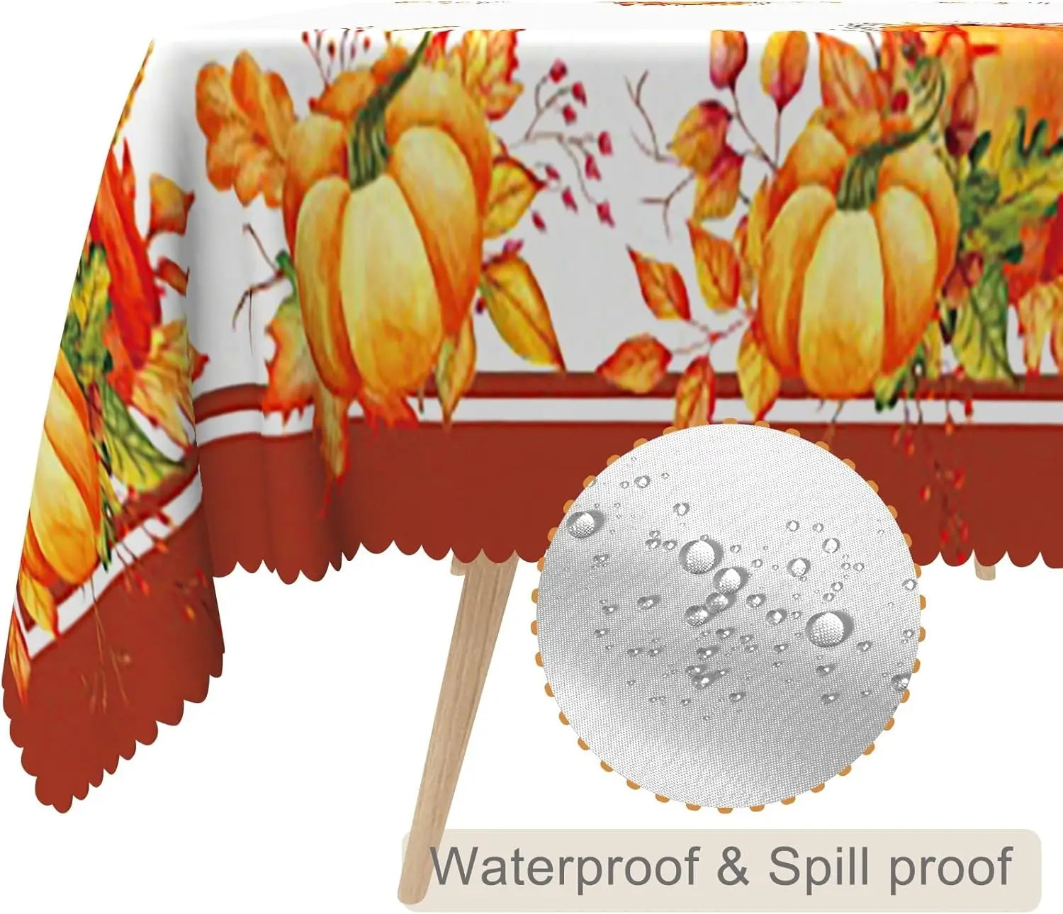 Fall Orange Pumpkin Tablecloth