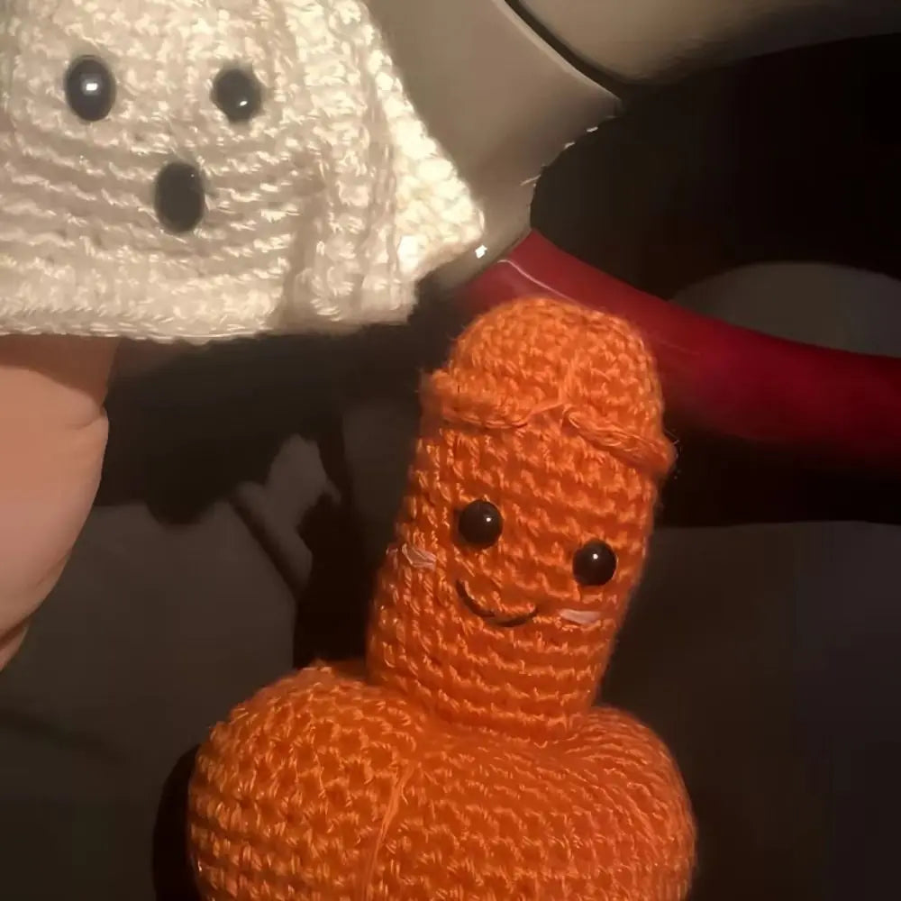 Hand Crocheted Halloween Pumpkin Ghost Figurine Gift