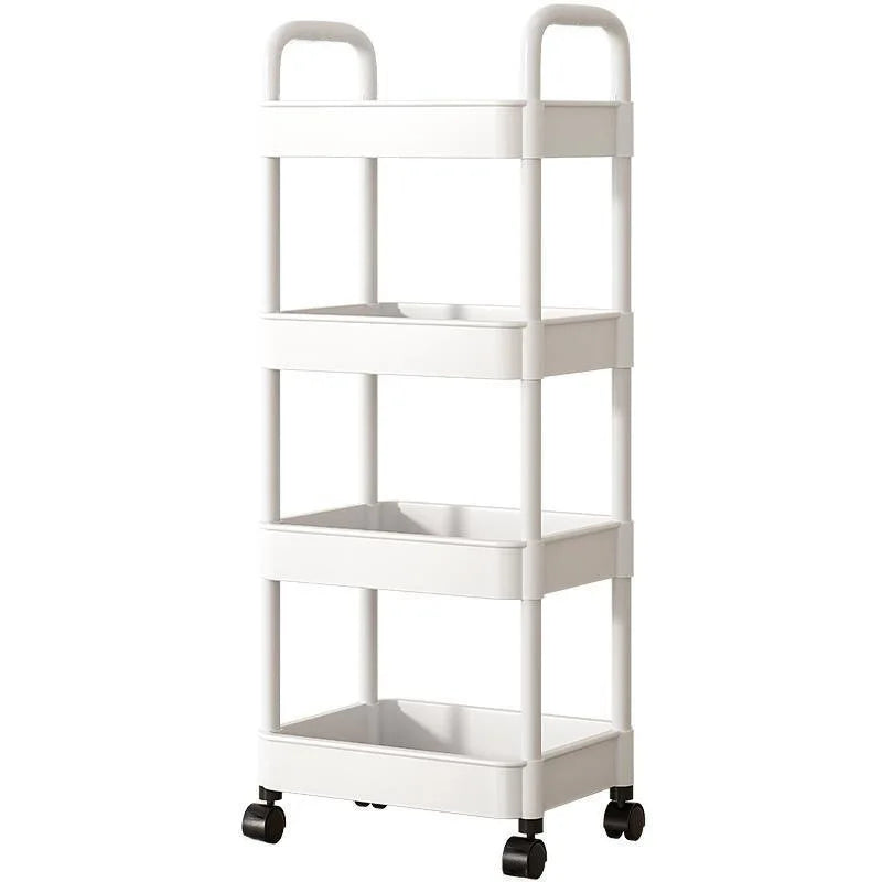 4-Tier Rolling Utility Cart – White Minimalist Organizer for Kitchen, Bathroom & Home