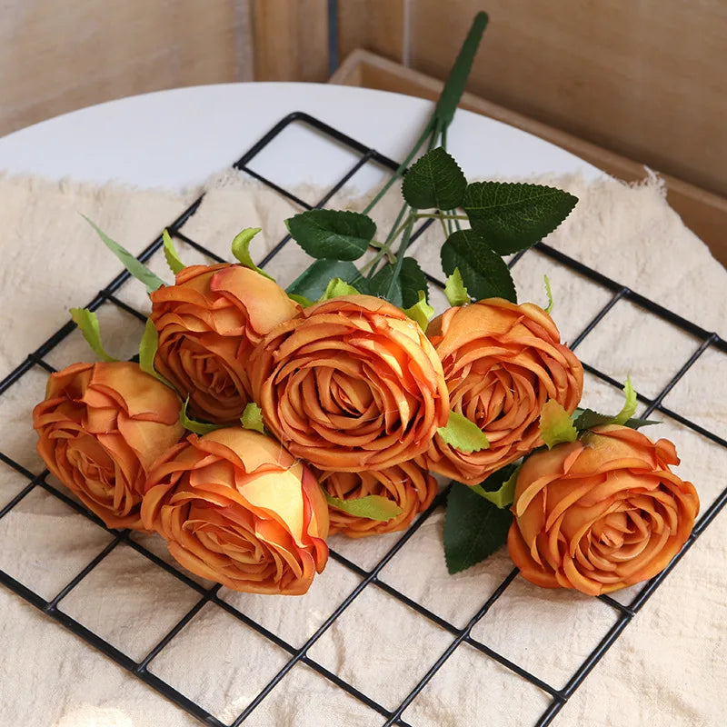 Silk Artificial Rose Caramel Flowers