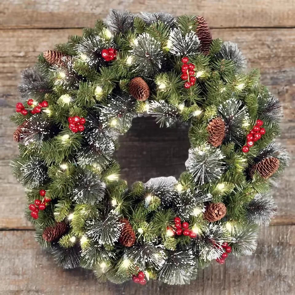 LED Christmas Pinecone Wreath