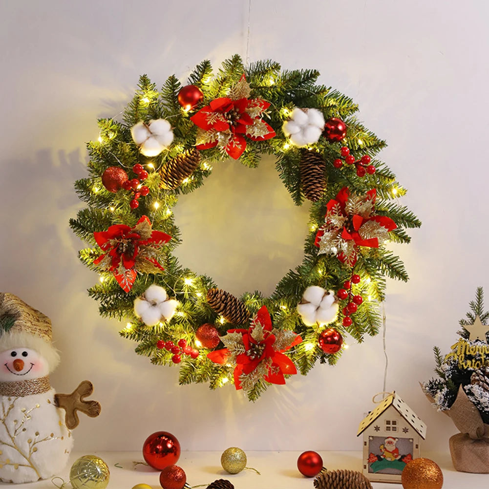 Christmas Wreath with Lights Vintage Farm