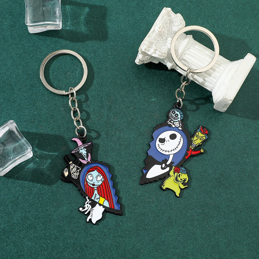 Nightmare Before Christmas Jack And Sally Keychain Pendant