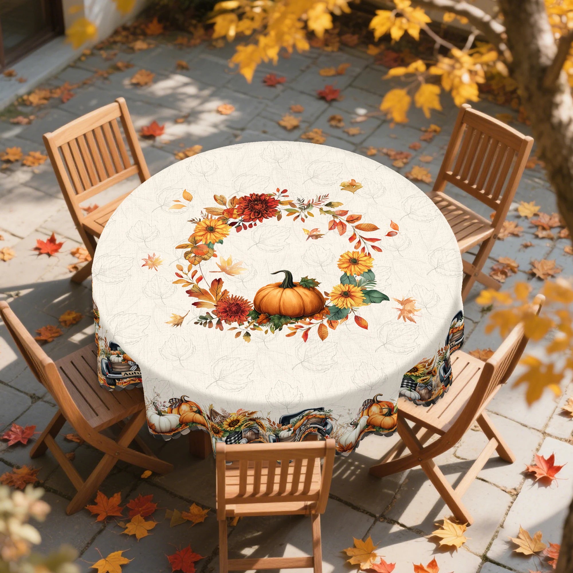 Thanksgiving Round Tablecloth