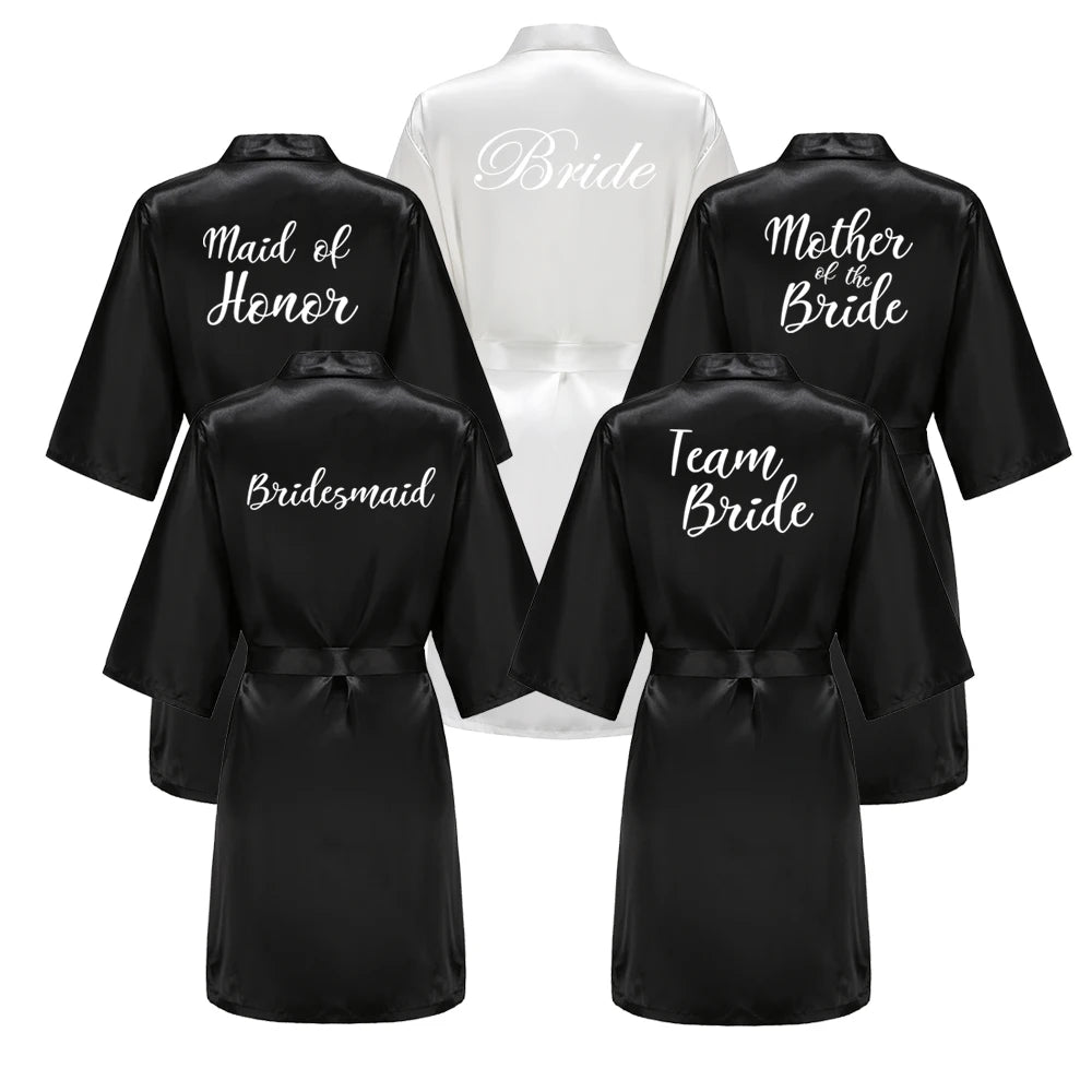 Black Women Silky Satin Robe