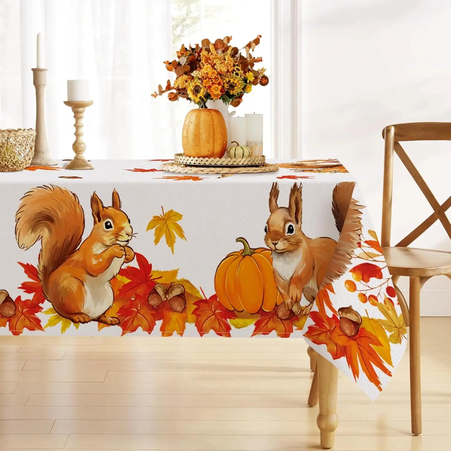 Fall Squirrel Rectangle Tablecloth Party Decor