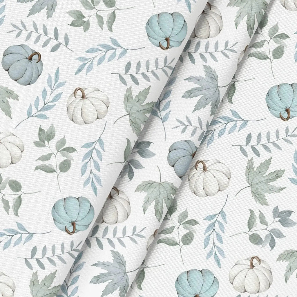 Fall Blue Pumpkins Leaves Waterproof Tablecloth