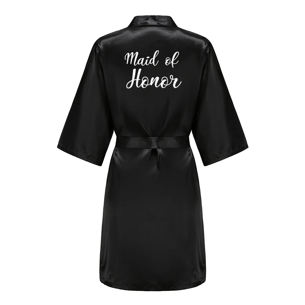 Black Women Silky Satin Robe