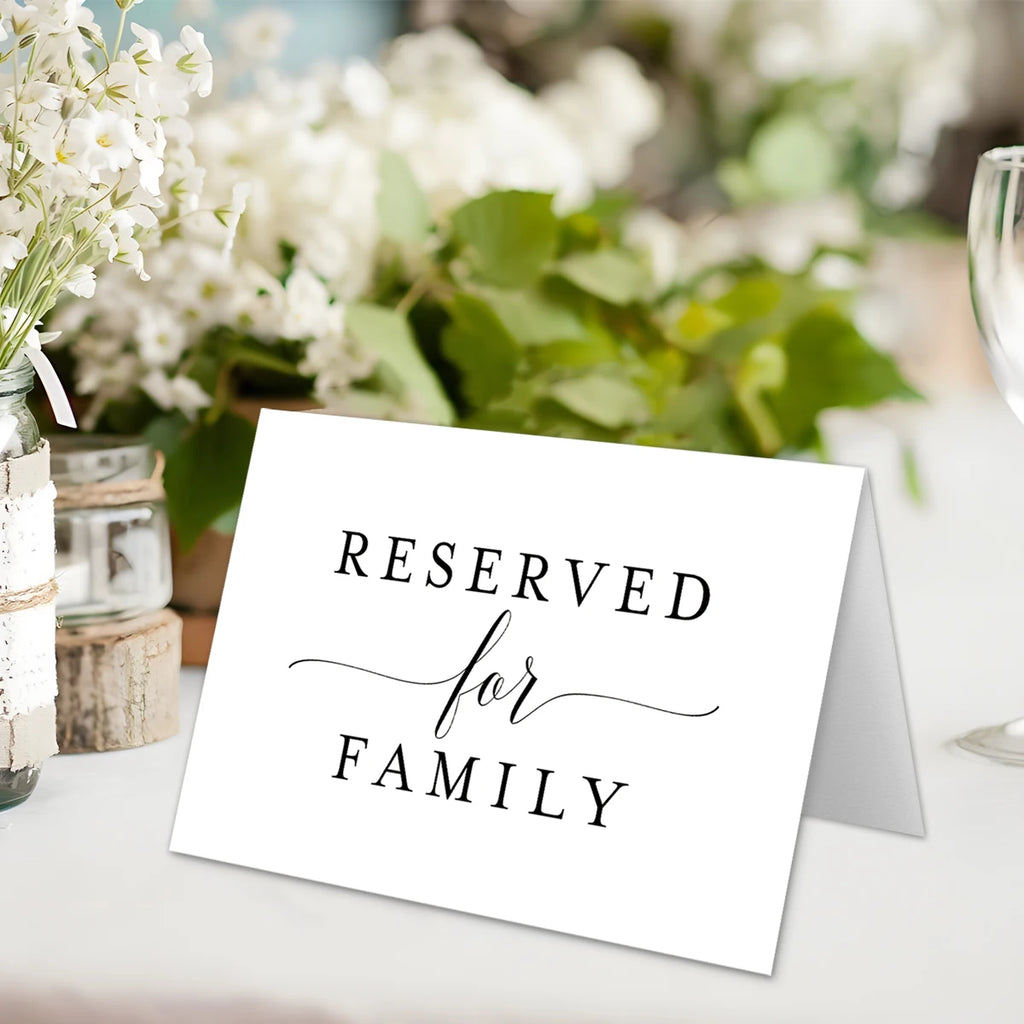 White Reserved Table Sign