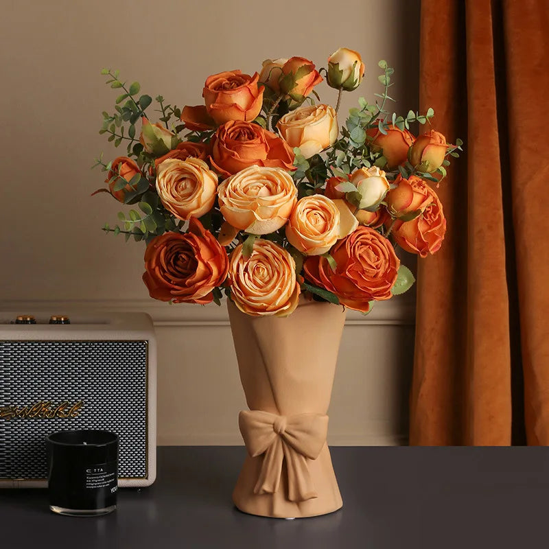 Silk Artificial Rose Caramel Flowers