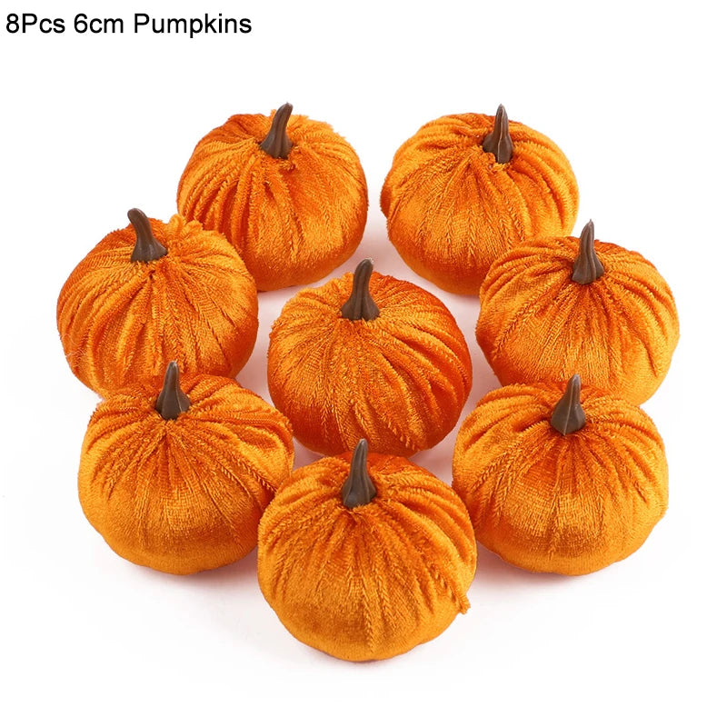 Artificial Flannel Pumpkins 8 or 12 Pieces for Autumn Decor