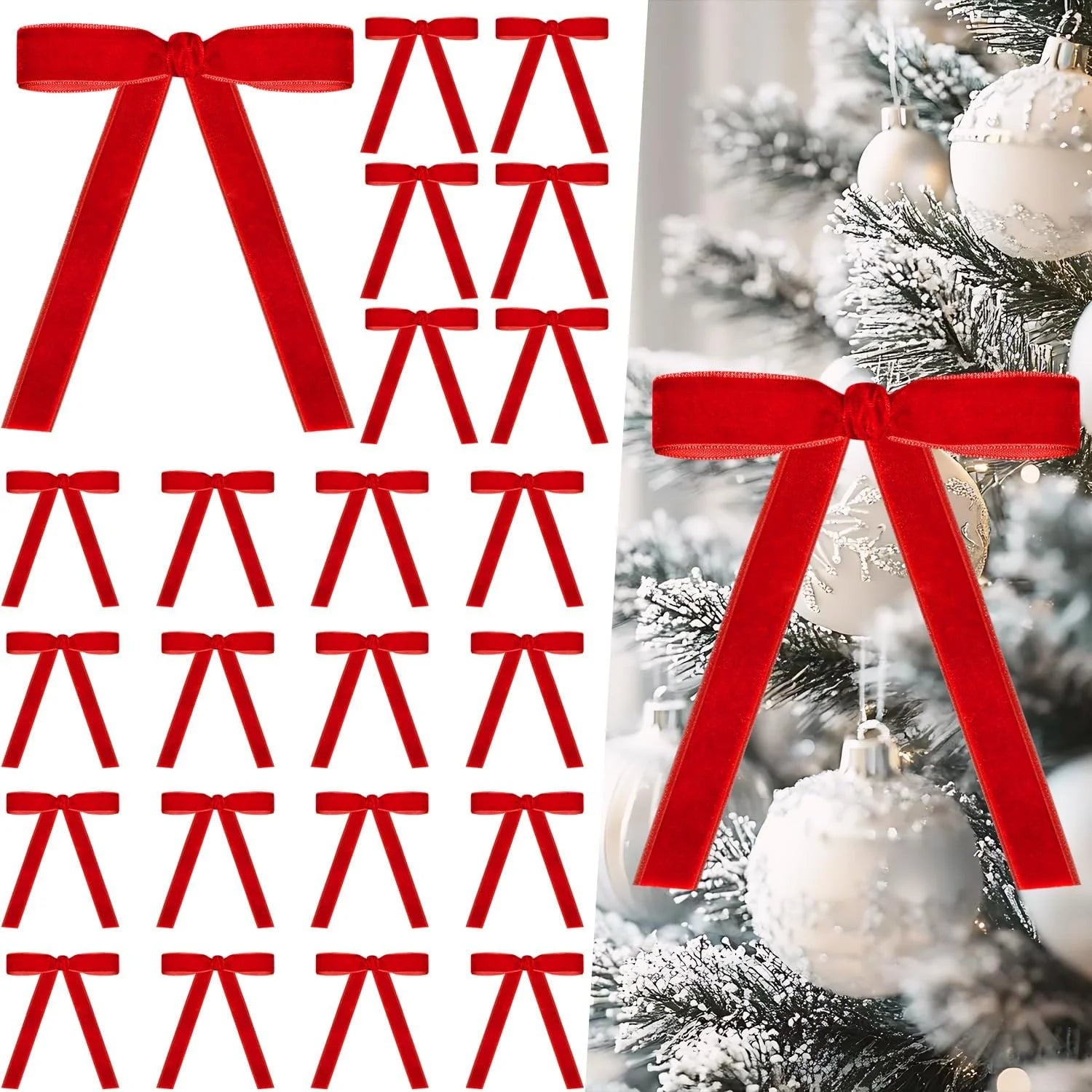 12 Piece Christmas Velvet Bows