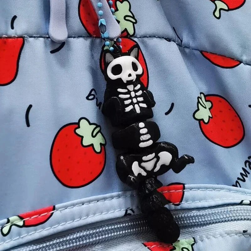Personalized Skeleton Cat 3D Toy Keychain Backpack Charm