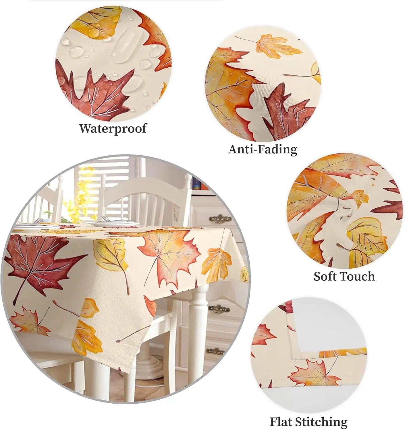 Fall Thanksgiving Maple Leaf Waterproof Tablecloth
